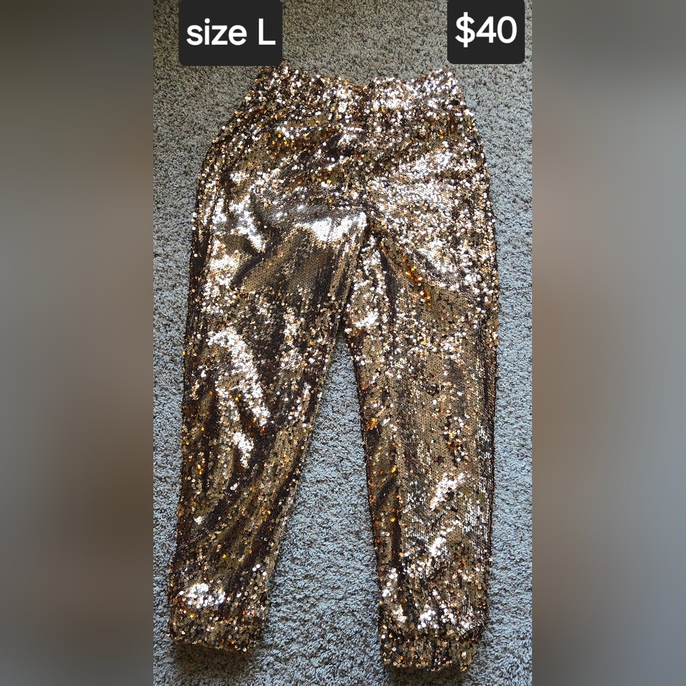 Gold sequin pants